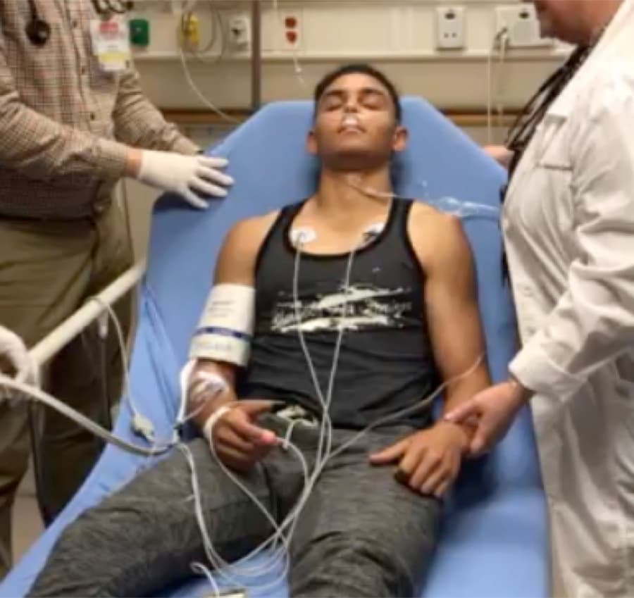 Me being examined in a hospital