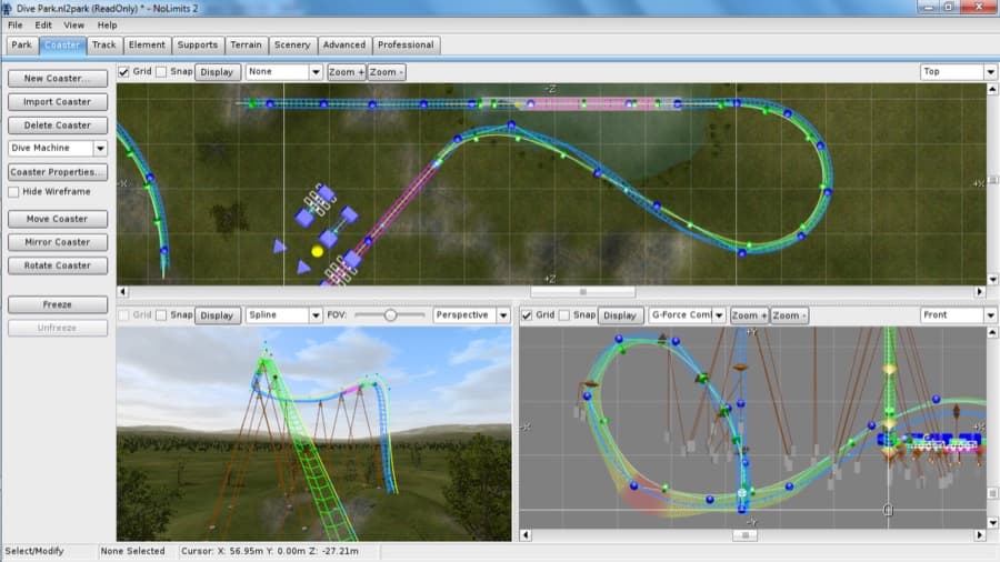 A roller coaster track in NoLimits 2